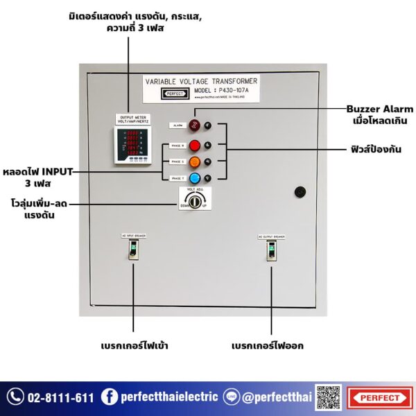 รายละเอียดหน้าตู้ P430-107A 100KVA 3P